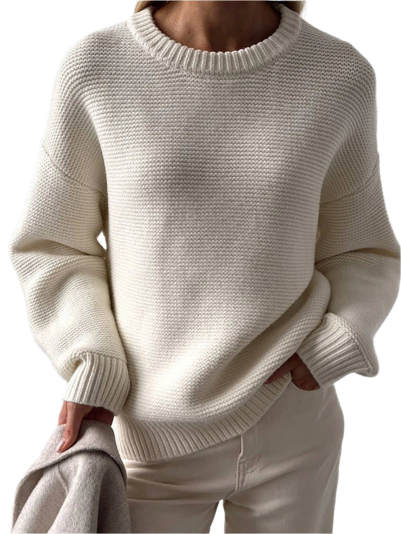 Hannah | Cotton Blend Sweater With Knit Detail