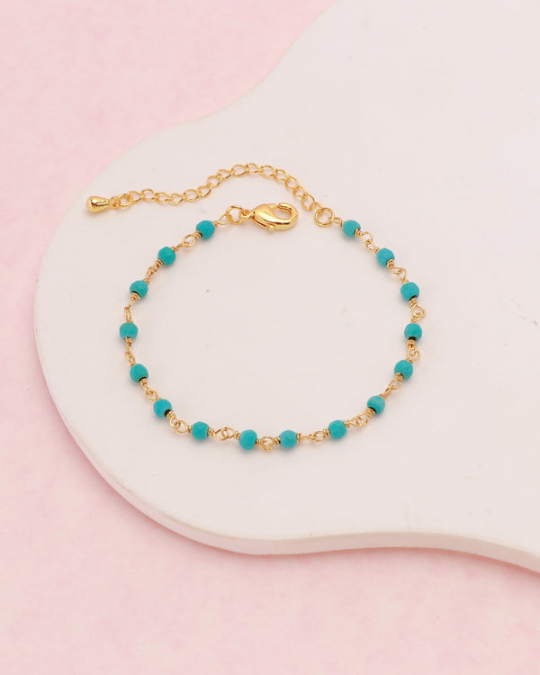 Elara Blue Gold Boho Bead Bracelet