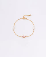 Rose Pink Zirconia and Pearl Bracelet