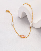 Rose Pink Zirconia and Pearl Bracelet