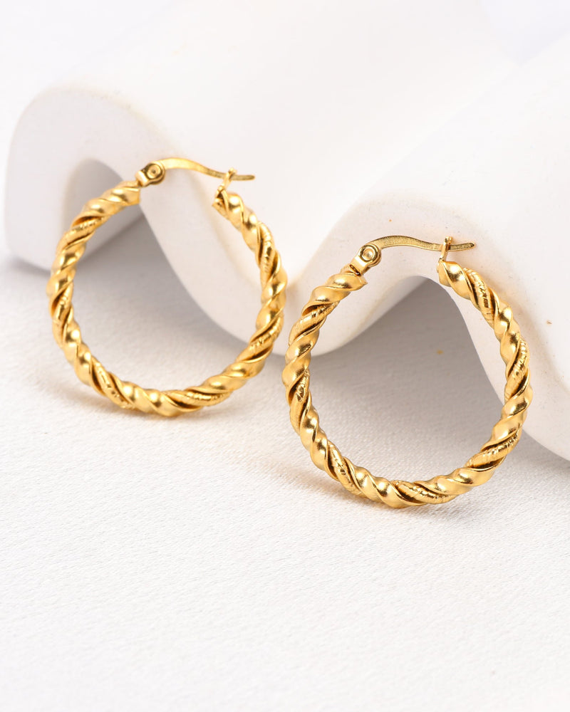 Charlotte Gold Twist Hoop Earrings