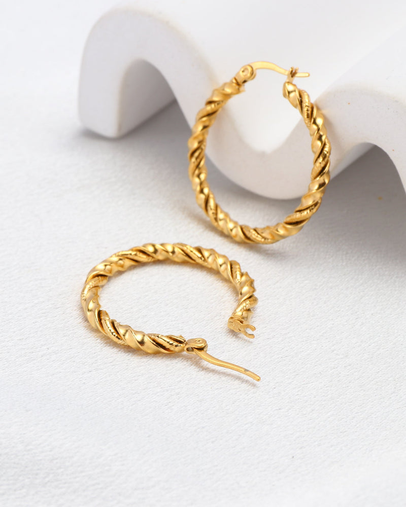 Charlotte Gold Twist Hoop Earrings