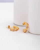 Jane Mini Ball Pink Zirconia Hoop Earrings