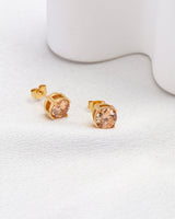 Champagne 8mm Zirconia Gold Stud Earrings