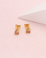 Champagne 8mm Zirconia Gold Stud Earrings