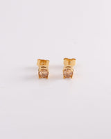 Champagne 5mm Zirconia Gold Stud Earrings