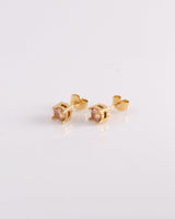 Champagne 5mm Zirconia Gold Stud Earrings