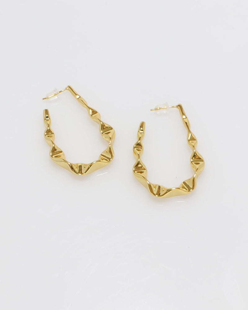 Lyra Gold Irregular Texturised Enveloping Earrings