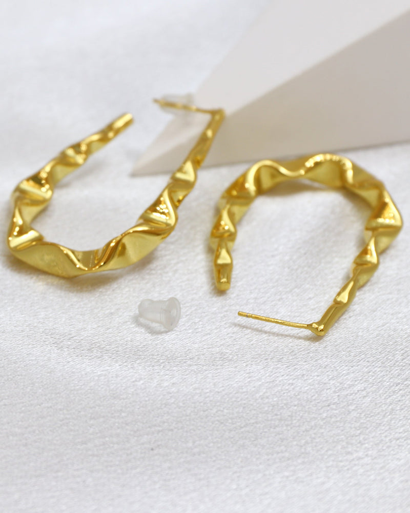 Lyra Gold Irregular Texturised Enveloping Earrings