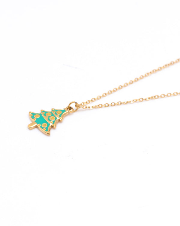 Jingle Green Christmas Tree Pendant Necklace