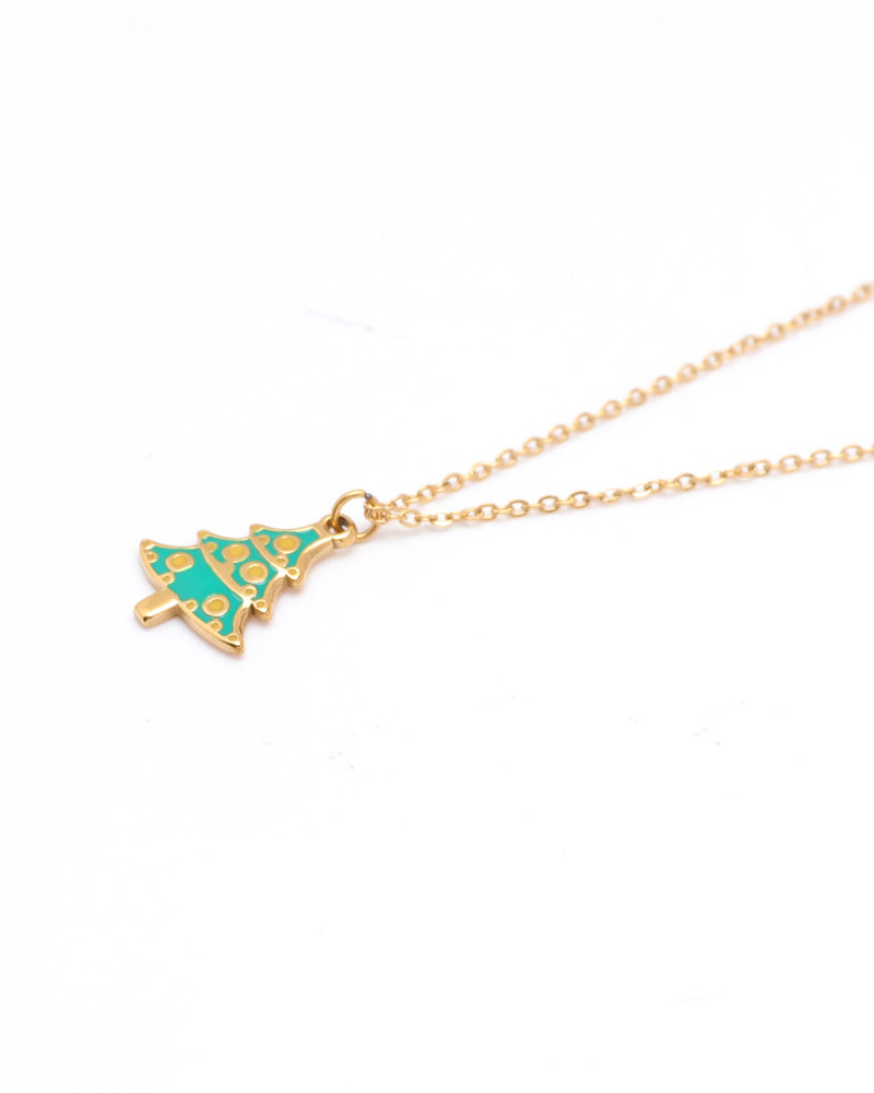 Jingle Green Christmas Tree Pendant Necklace