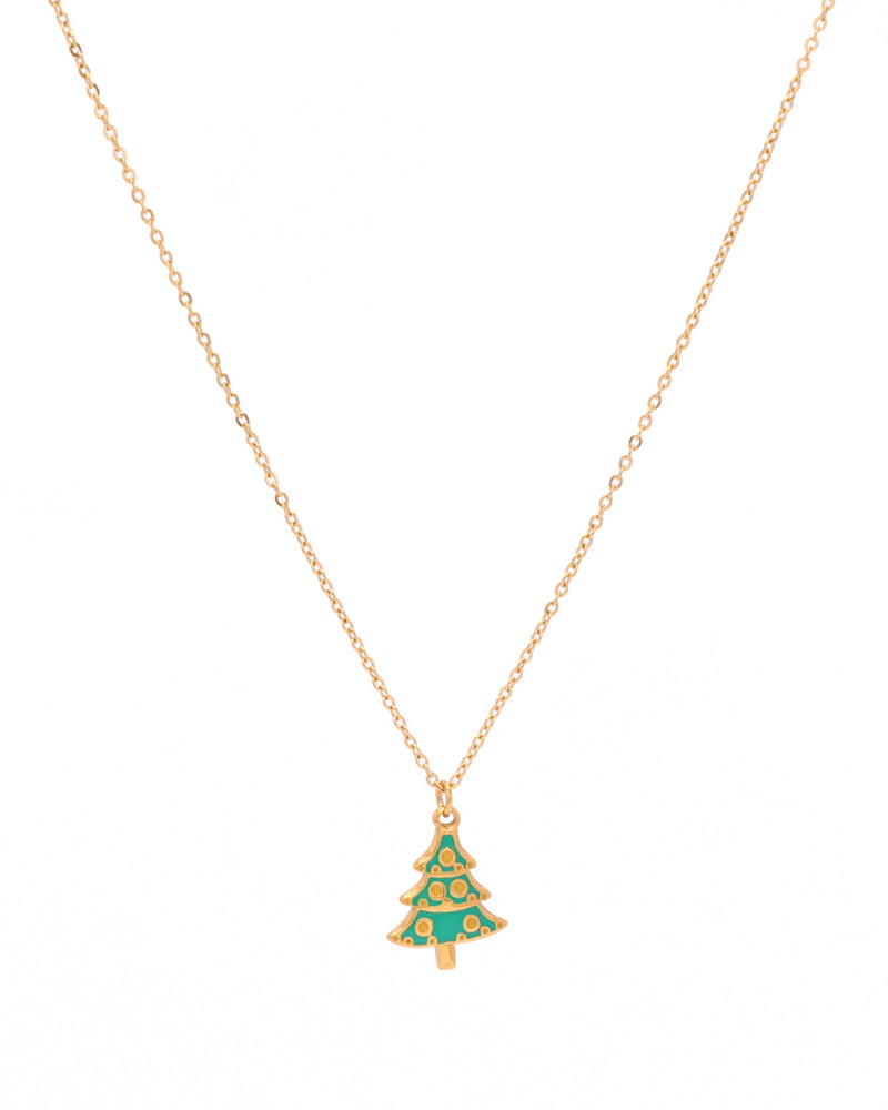 Jingle Green Christmas Tree Pendant Necklace