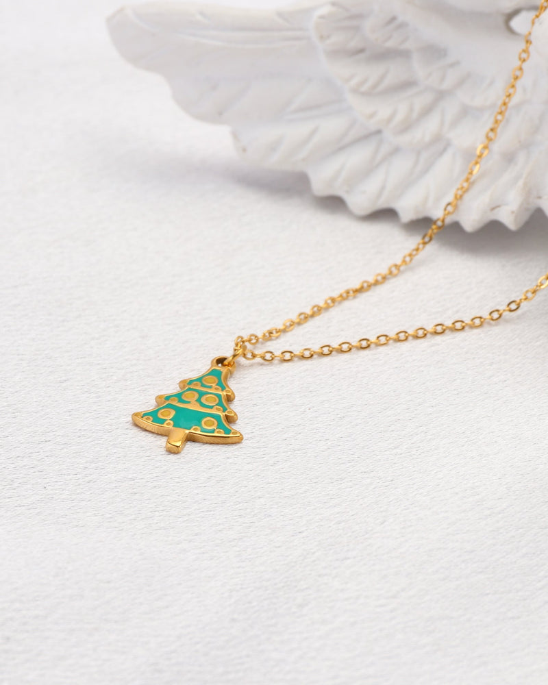 Jingle Green Christmas Tree Pendant Necklace