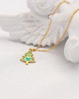 Jingle Green Christmas Tree Pendant Necklace