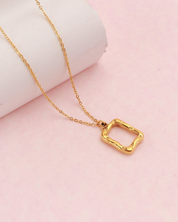 Ellinia Gold Irregular Rectangle Pendant Necklace