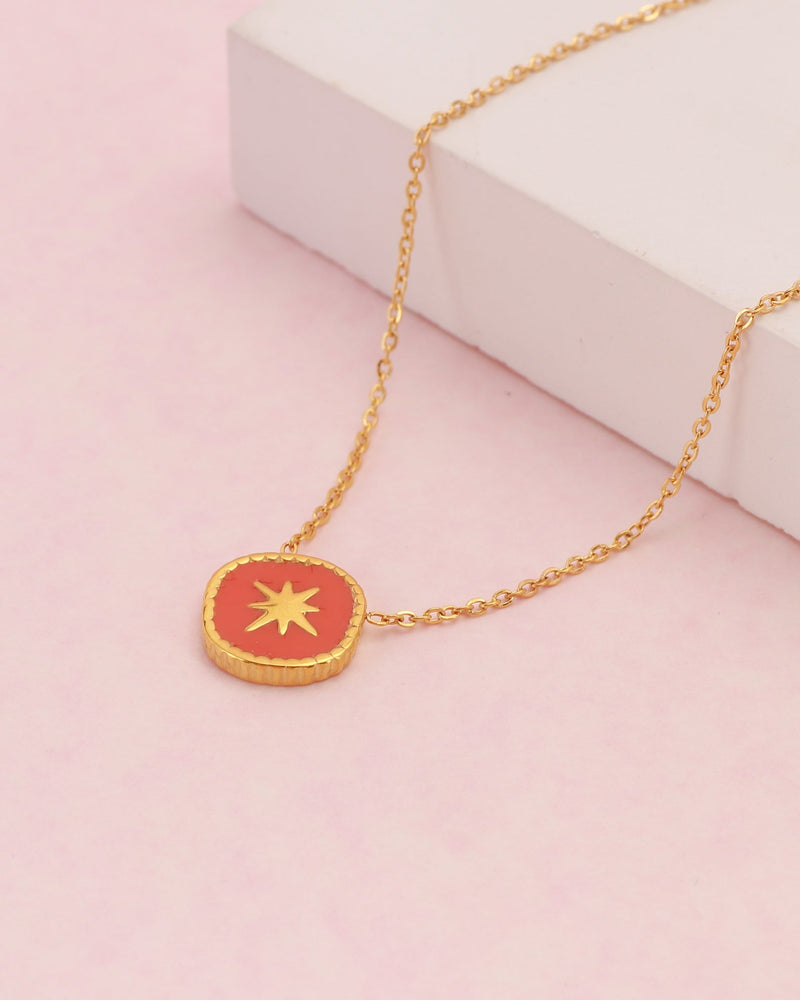 Vermilion Red Gold Star Necklace