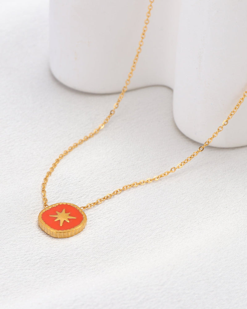 Vermilion Red Gold Star Necklace