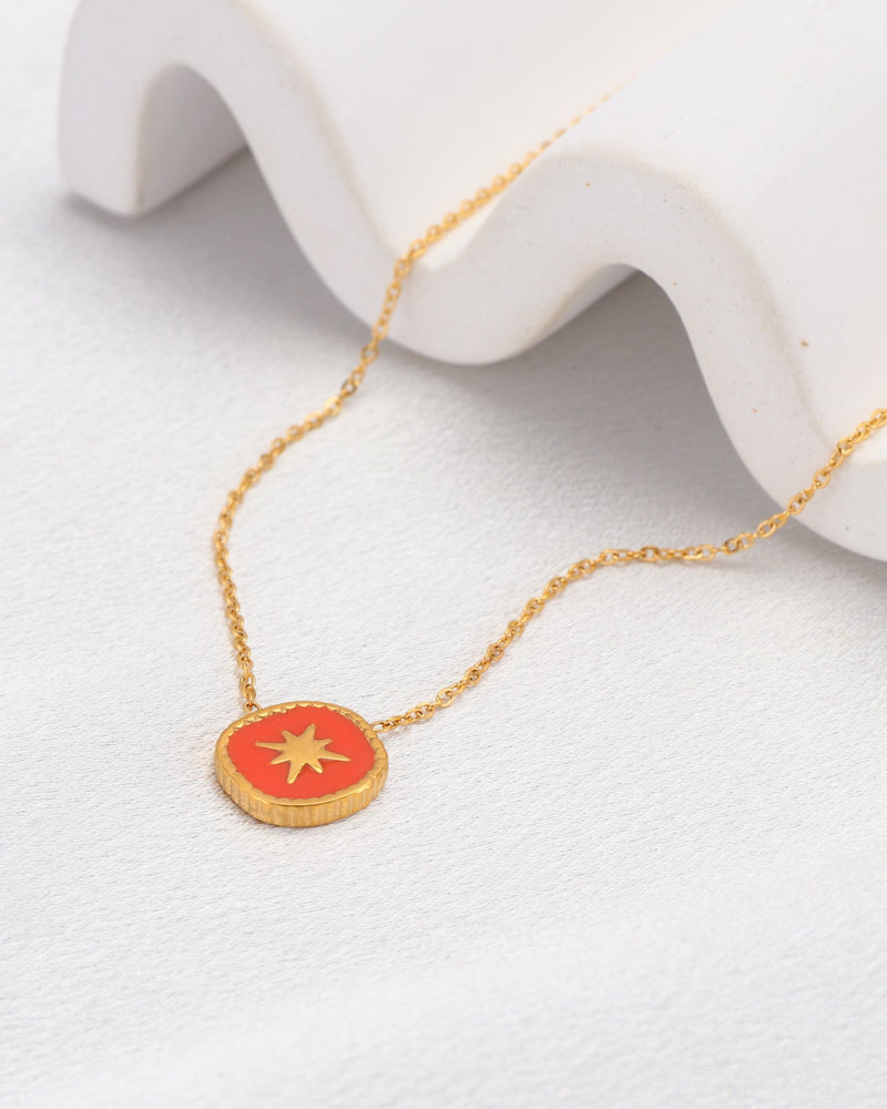 Vermilion Red Gold Star Necklace