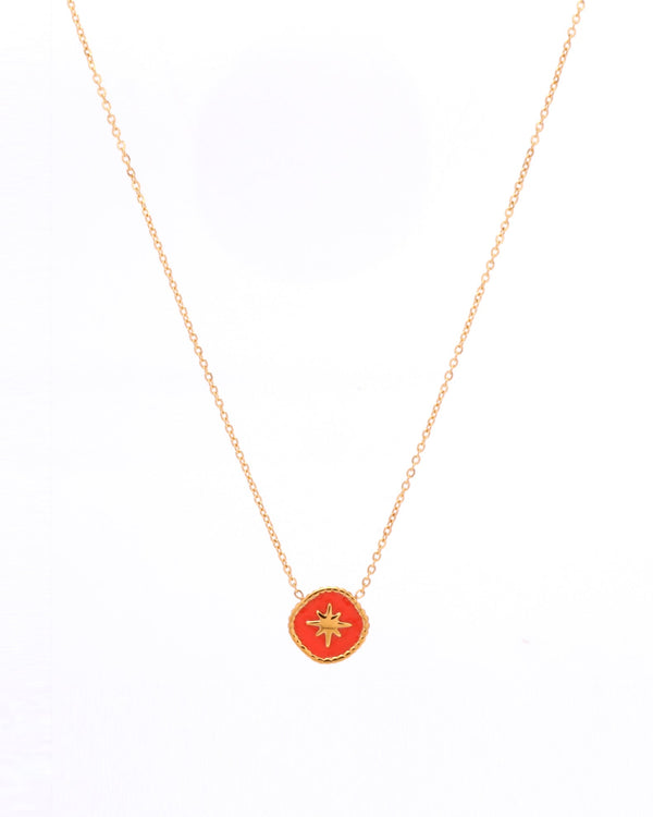 Vermilion Red Gold Star Necklace