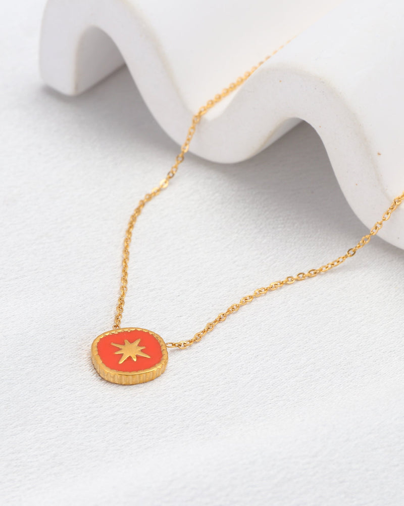 Vermilion Red Gold Star Necklace