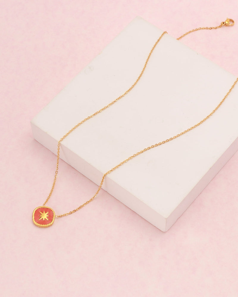 Vermilion Red Gold Star Necklace