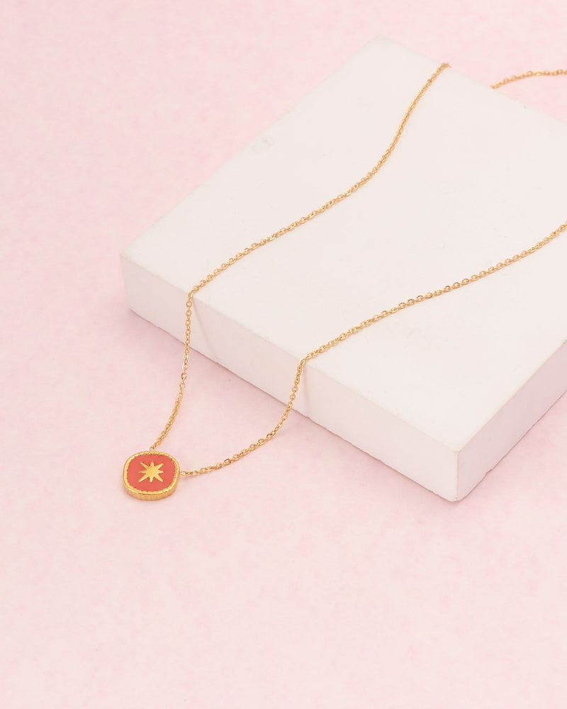 Vermilion Red Gold Star Necklace