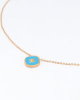 Cyan Blue Gold Star Necklace