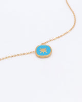 Cyan Blue Gold Star Necklace