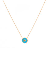 Cyan Blue Gold Star Necklace