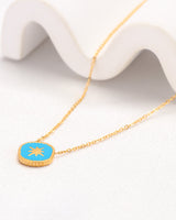 Cyan Blue Gold Star Necklace