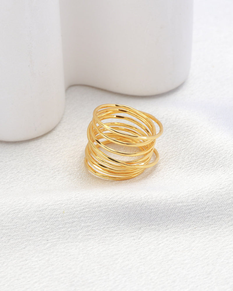 Solara Gold Thin Multi Wrap Ring